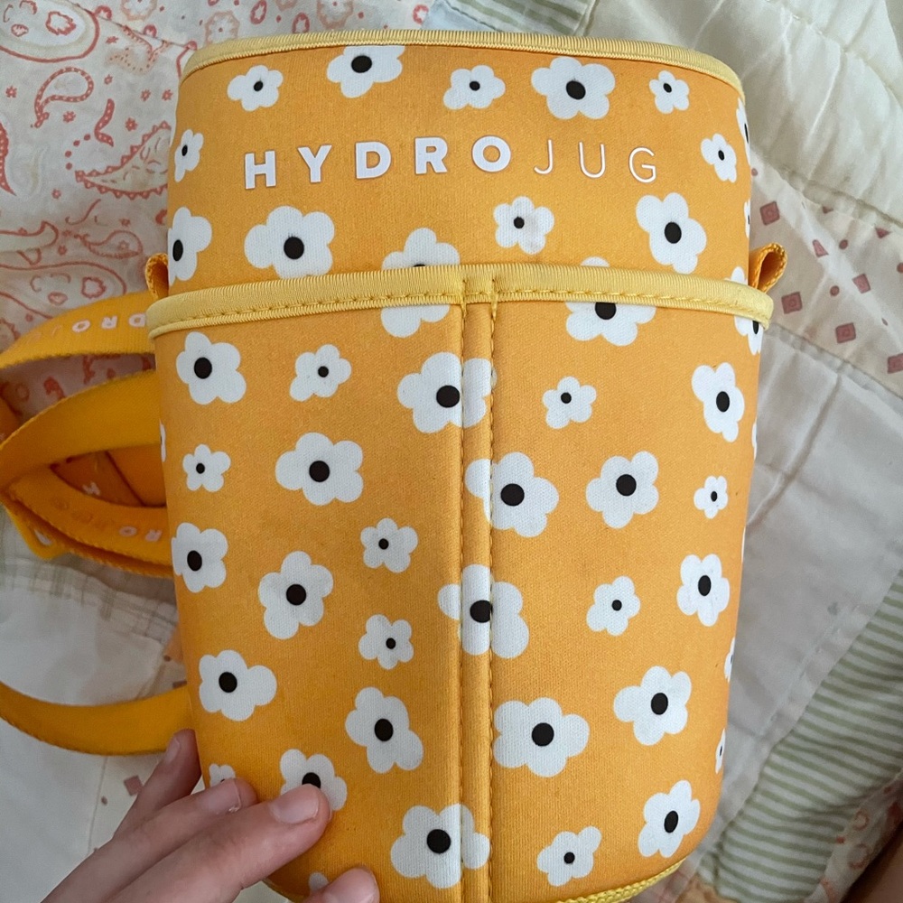 Hydro jug sleeve and strap. Yellow poppy design